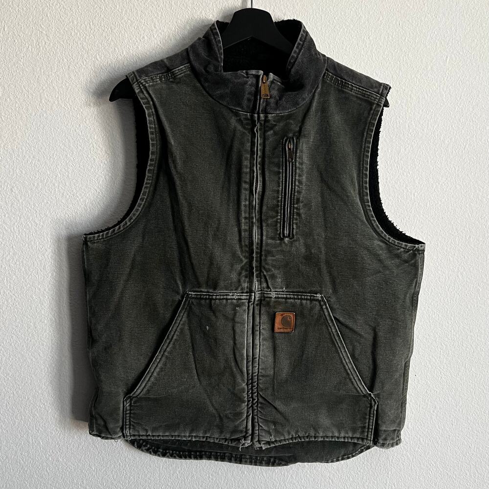 Carhartt V33 faded green black work wear vest